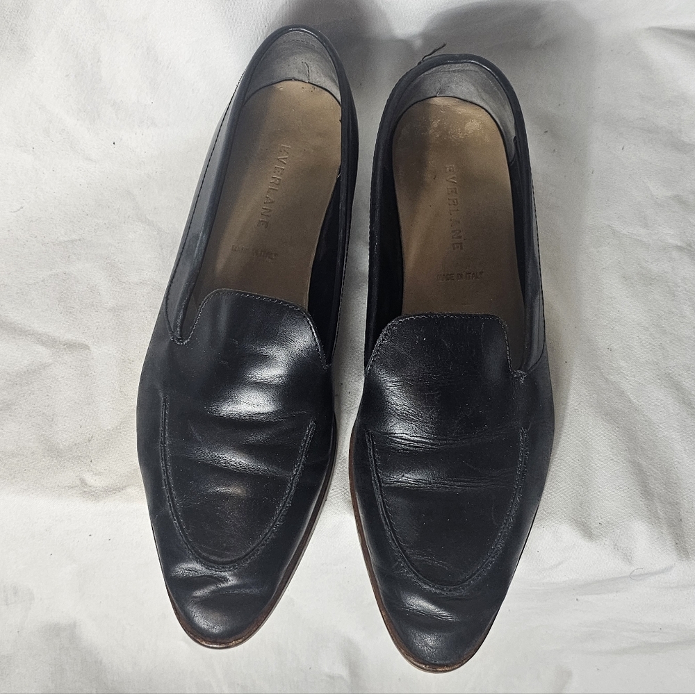 Everlane Black Leather Slip-On Loafers Women's Size 9.5 Fall Work Office Italian - Picture 4 of 16